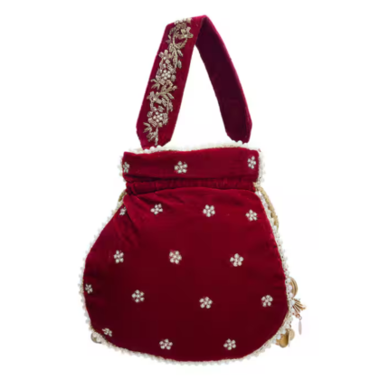 Raas Velvet Silk Zari Embroidered Potli Bag