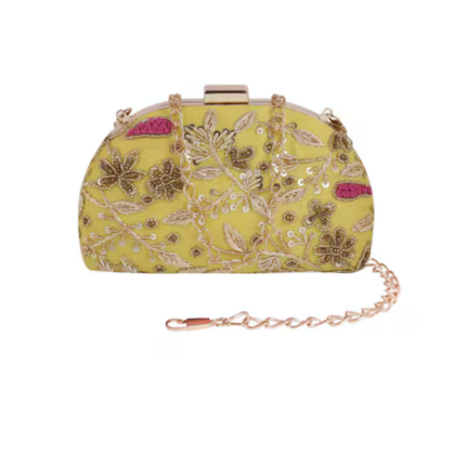 Floral Sequin & Bead Embroidered Clutch