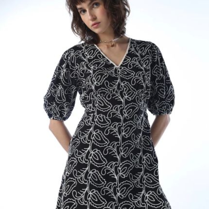 Printed Puff Sleeves Mini Dress
