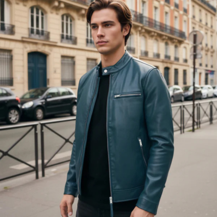 Men Green Solid Regular Fit Polyester Jackets