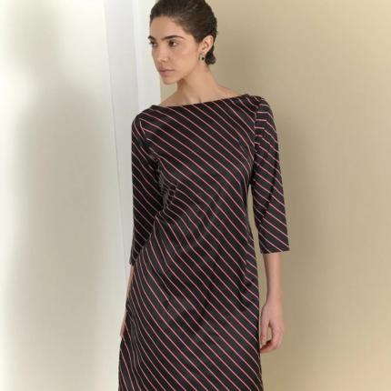 Striped Shift Dress – Black