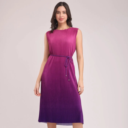 Ombre Pleated Dress – Pink And Purple