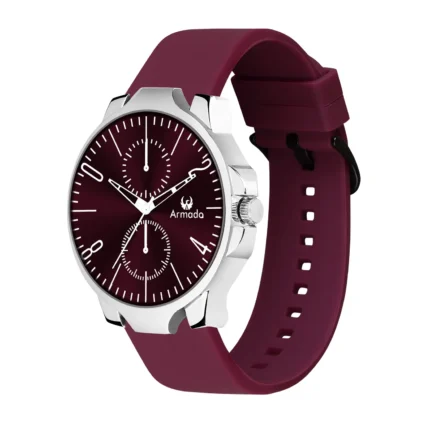 Armado Maroon Silicon Analog Men's Watch