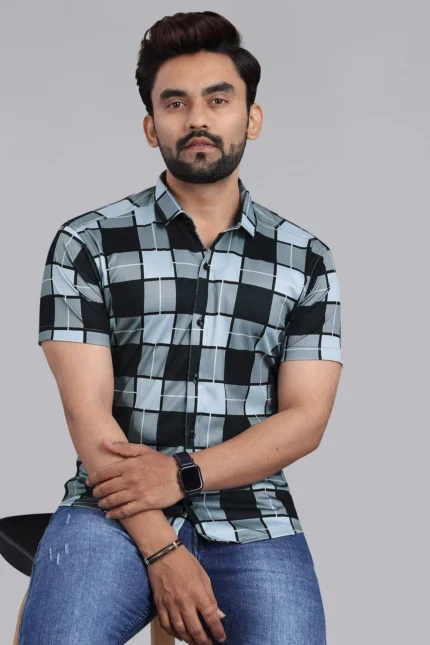 FABRIPPLE Cotton Blend Regular Fit Checks Half Sleeves Men's Casual Shirt - Black ( Pack of 1 )