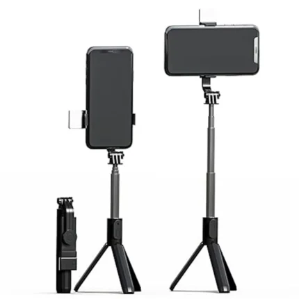 Lapster Rechargeable LED Selfie Stick with Stand, 3-in-1 Multifunctional Design – Featuring Brightness Levels for Makeup, Selfies, Vlogging, and Photo Shoots, Complete with Remote