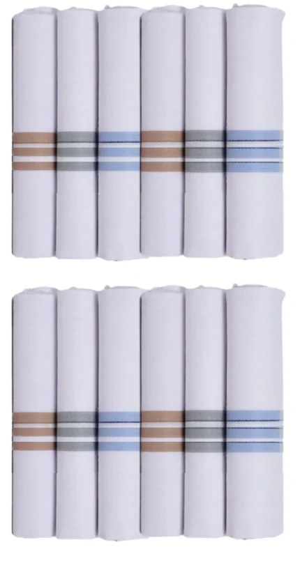 PENYAN - White Cotton Men's Handkerchief ( Pack of 12 )