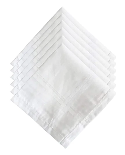 Penyan™ Mens Cotton Handerkerchief Hanky Rumal White Color with Self Design, Full size, Pack of 6