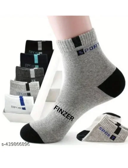 finzer Pack of 5 Men's Cotton Ankle Length Socks ( Multicolor )